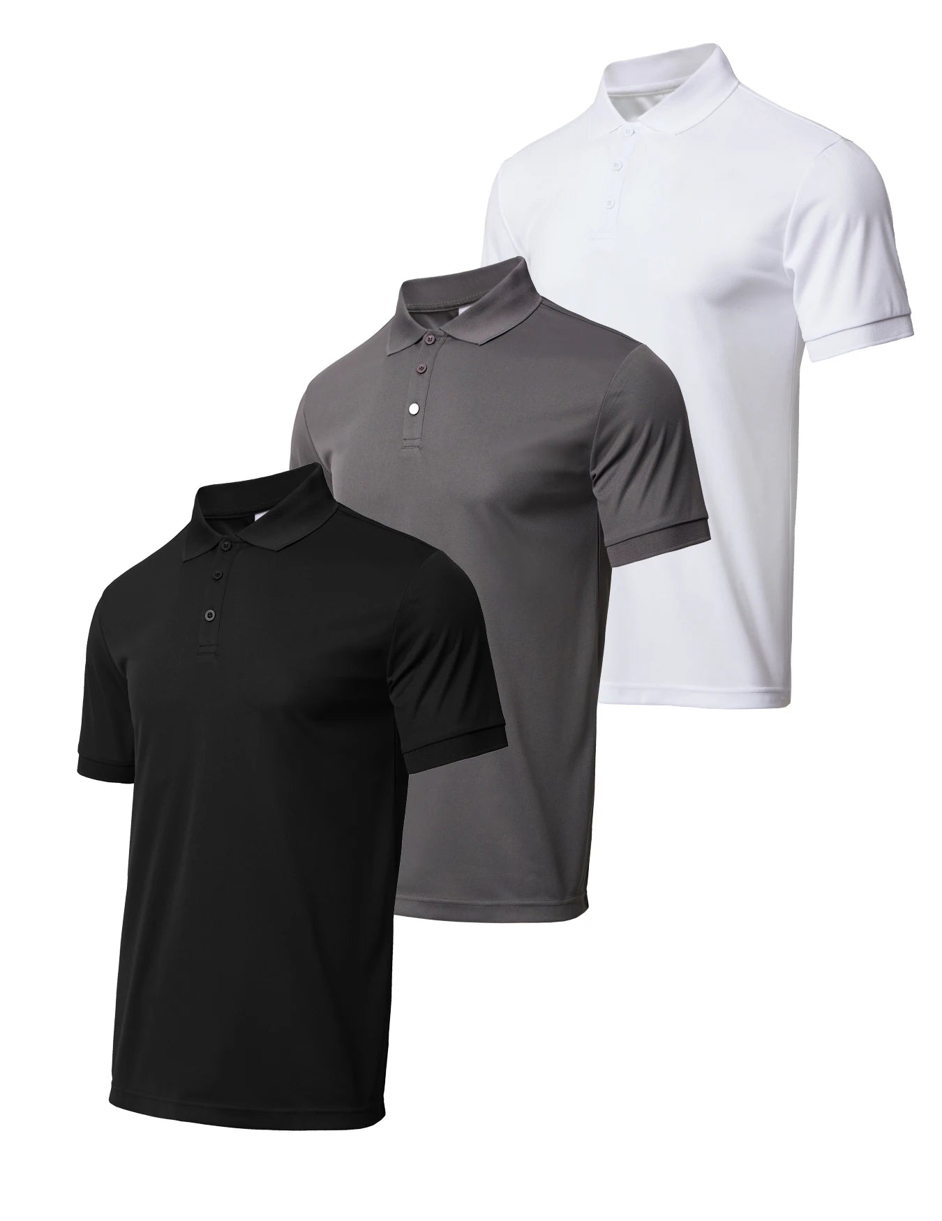3 Piece Men's Quick Drying Short Sleeved Casual Sports Golf Shirt Moisture Wicking Fitness Top
