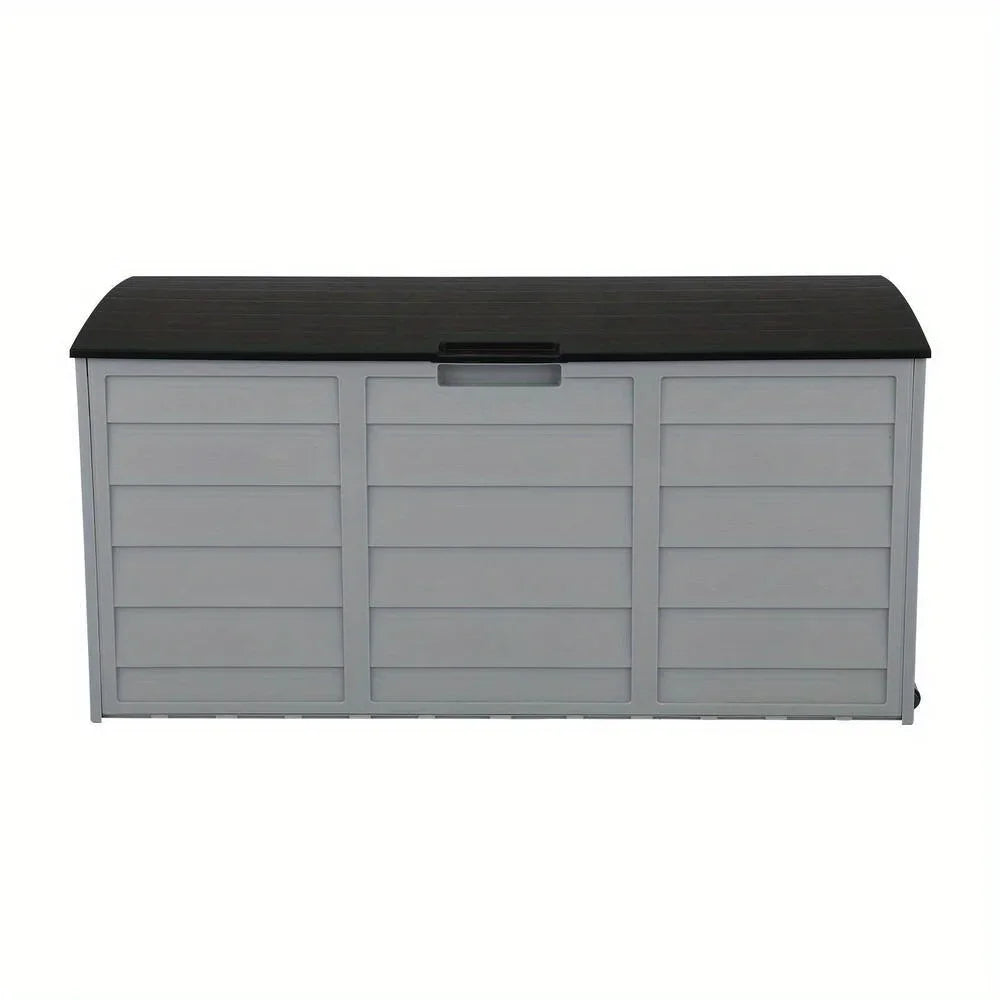 All Weather Deck Box Storage with Wheels UV Pool Shed Bin Backyard Porch 75 Gallons