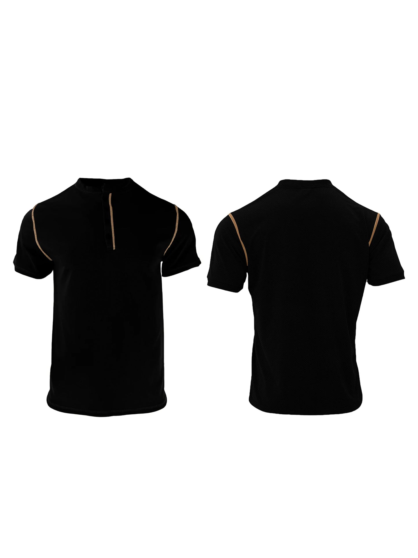 Men's Fit Henley Short Sleeve T-Shirt with Contrast Stitching Casual Summer Top for Streetwear Style