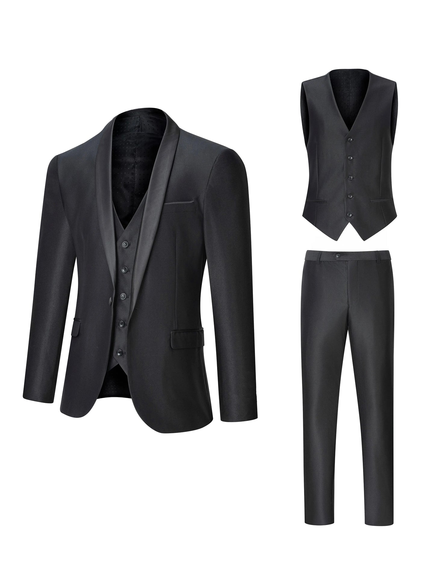 New Luxury Party Stage Men's Tuxedo 3 Piece Suit Set Jacket Trousers Vest Blazer Regular Fit