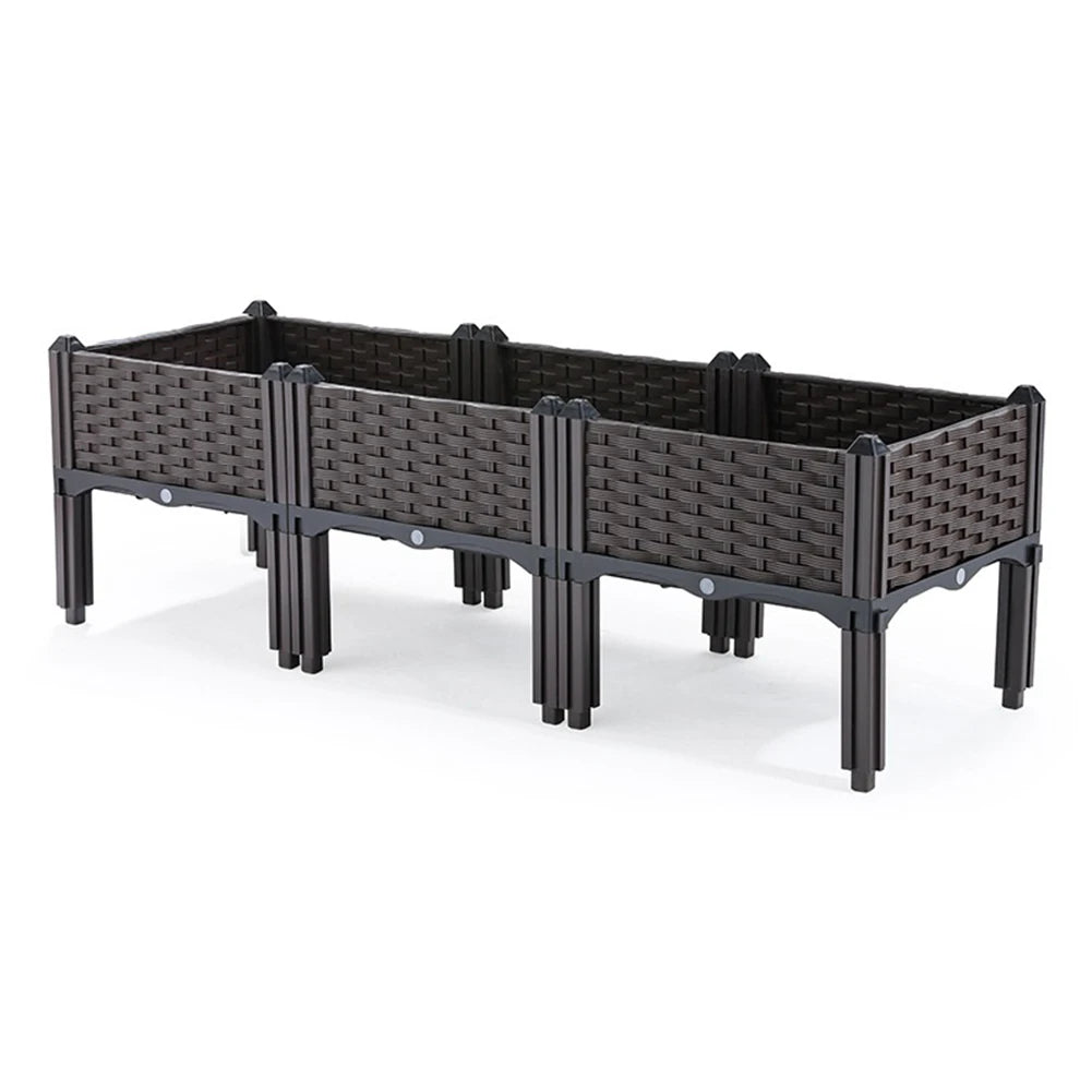 Plastic Raised Planter Box with Legs Elevated Garden Bed with Drainage Holes Propagation Container for Patio Balcony Gardening