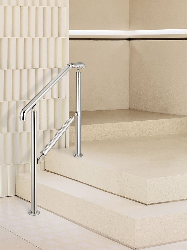 VEVOR Stainless Steel Adjustable Stair Railing for 3 to 5 Steps Level Surface Safety Handrail