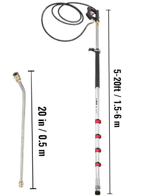 VEVOR 18 20ft Telescoping Pressure Washer Wand 4000psi with Strap Belt 3/8 Inch Quick Connector Extension Pole for Power Washer Spray