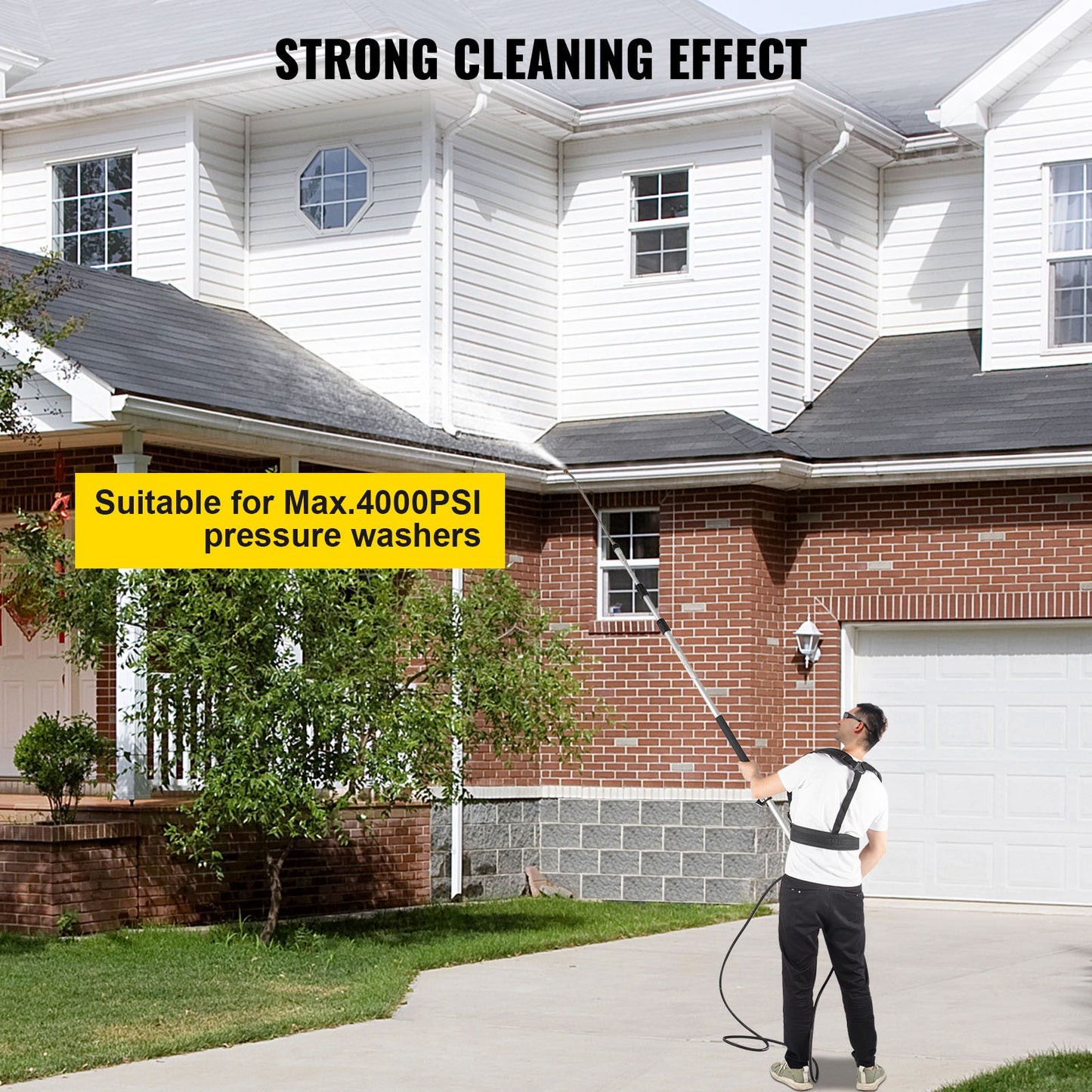 VEVOR 18 20ft Telescoping Pressure Washer Wand 4000psi with Strap Belt 3/8 Inch Quick Connector Extension Pole for Power Washer Spray