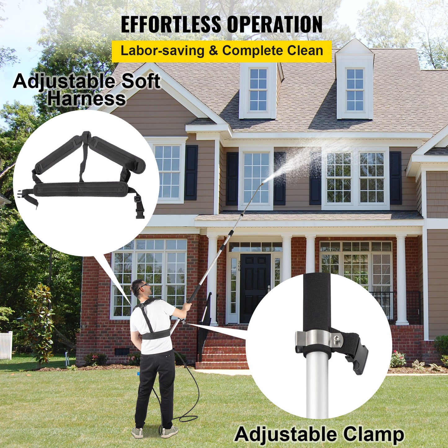 VEVOR 18 20ft Telescoping Pressure Washer Wand 4000psi with Strap Belt 3/8 Inch Quick Connector Extension Pole for Power Washer Spray