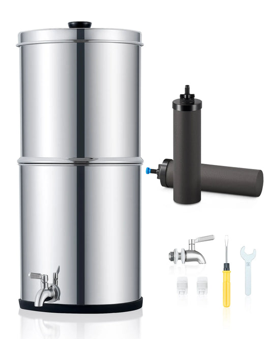 Gravity Fed Water Filter 2.25 Gallon Stainless Steel Water Purification System