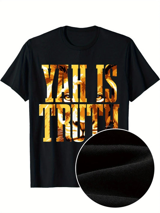 Lion Of Judah T-Shirt Hebrew Yahweh Is The Truth Men's Casual Clothing