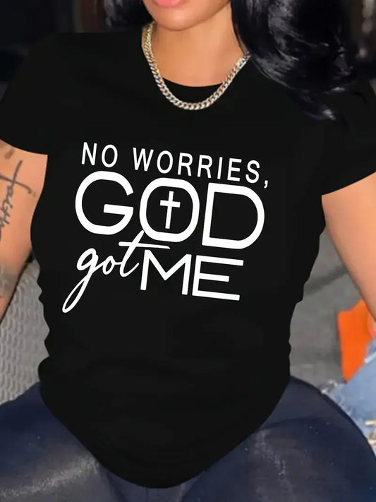 90s Y2K Fashion Women’s God Got Me Inspirational Black T-Shirt Casual Crew Neck Tee Harajuku Style