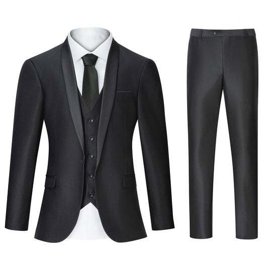 New Luxury Party Stage Men's Tuxedo 3 Piece Suit Set Jacket Trousers Vest Blazer Regular Fit