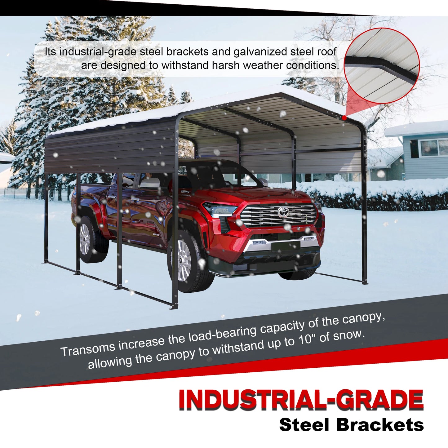 LZBEITEM 13x20 Heavy Duty Metal Carport with Galvanized Steel Roof Outdoor Carport Kits