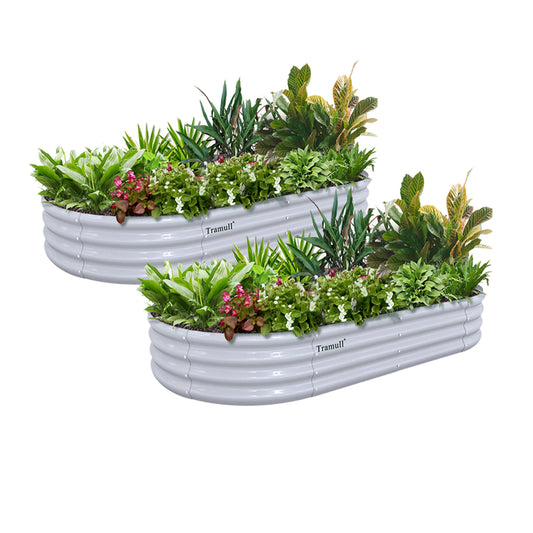 2 Pack 6x3x1 Foot Galvanized Raised Garden Bed Kit Oval Metal Planter Box Outdoor Planter Raised Beds for Vegetable Flower and Herbs