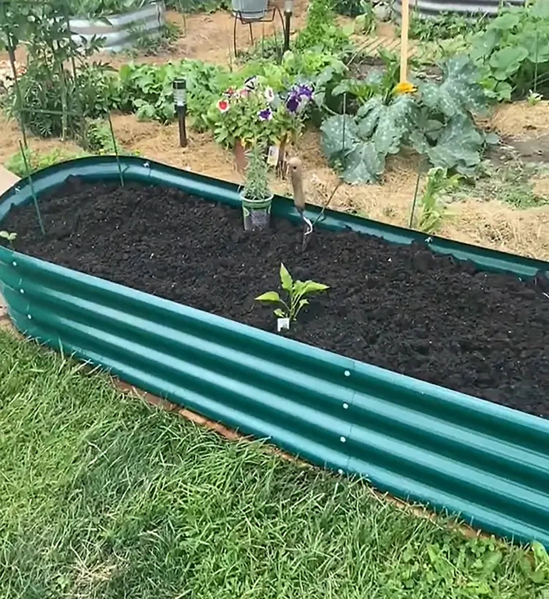 12x2x1FT Galvanized Raised Garden Bed Outdoor Planter Box for Vegetables Flowers Herbs Fruits Easy Setup