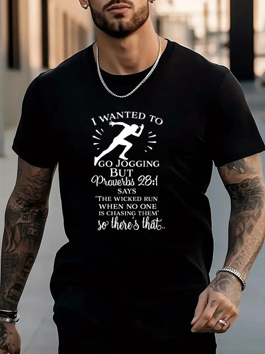 Letter Printed Men's Creative Casual Short Sleeved Crew Neck T-Shirt Summer Outdoor Sports