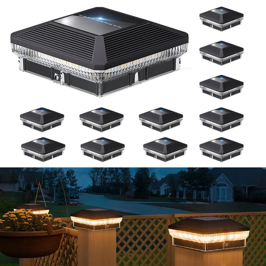 6/12 Pack 4x4 Solar Post Lights Outdoor 40 LEDs 30 Lumens Fence Post Lights with 3 Modes