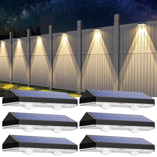 Solar Fence Lights Outdoor IP65 Waterproof 3 Mode Solar Deck Lights for Yard Railing Step Patio Stair and Wall 6 Pack