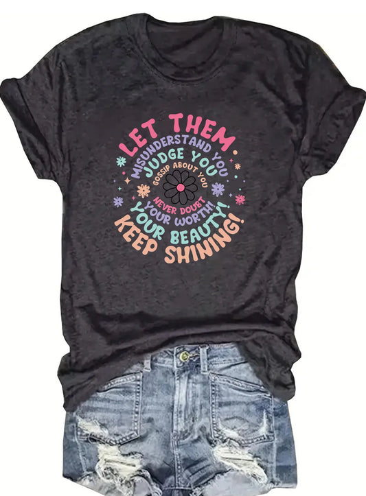 Spring and Summer Christmas Printed T-Shirt Casual Short Sleeve Round Neck Women's Fashion Top