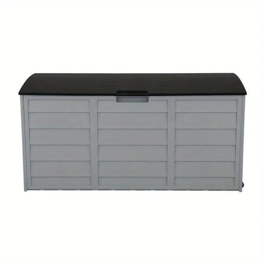 All Weather Deck Box Storage with Wheels UV Pool Shed Bin Backyard Porch 75 Gallons